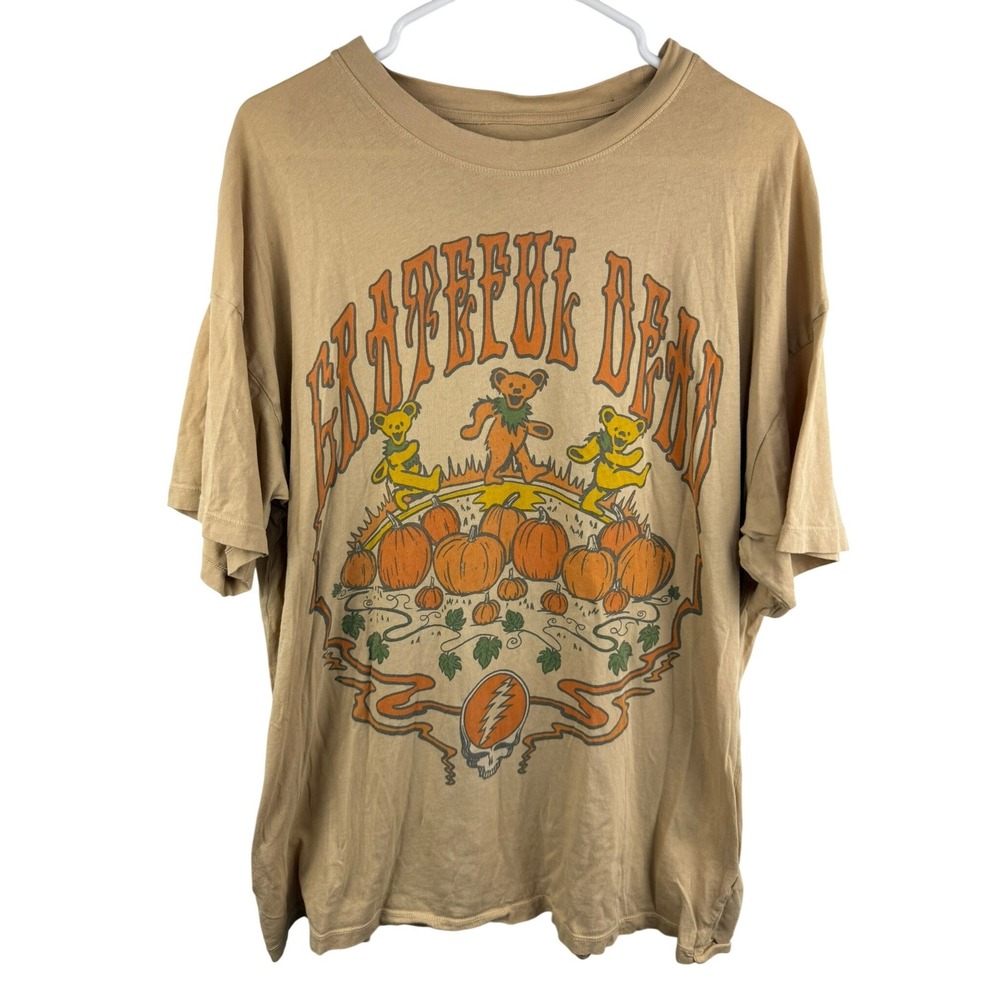 American Eagle Grateful Dead Dancing Bears Pumpkin Band Tee Tan L/XL